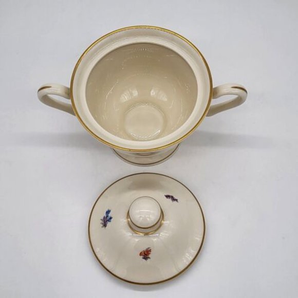 Pickard China Floral Chintz Pattern Sugar Bowl with Lid & Creamer Gold Trim USA - Picture 9 of 10